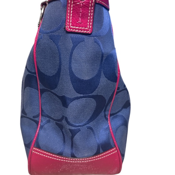 Coach Bags Coach Laura Signature Jacquard Navy Blue Wpink Tote